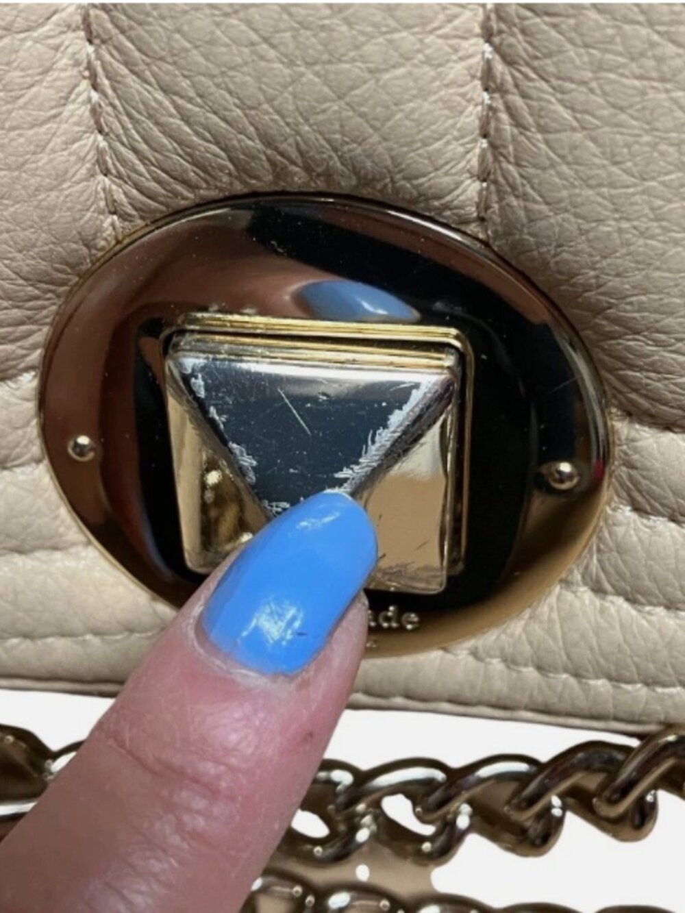 KATE SPADE NEW YORK CLASSIC GOLD COAST BEIGE QUILTED LEATHER PURSE ADJ STRAP - Picture 12 of 13